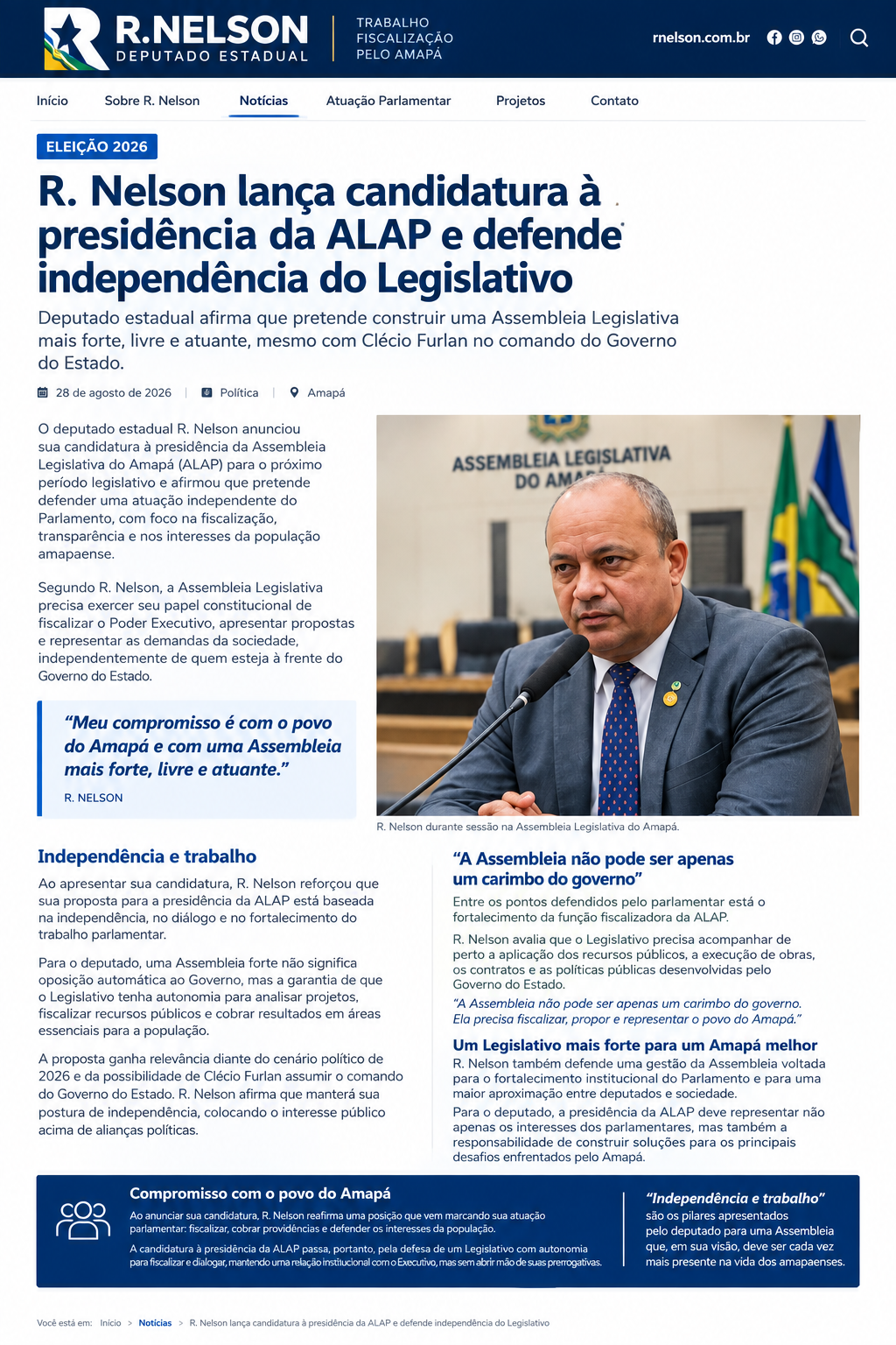 R.-Nelson_-Independencia-e-Trabalho-pela-ALAP R. Nelson lança candidatura à presidência da ALAP e defende independência do Legislativo